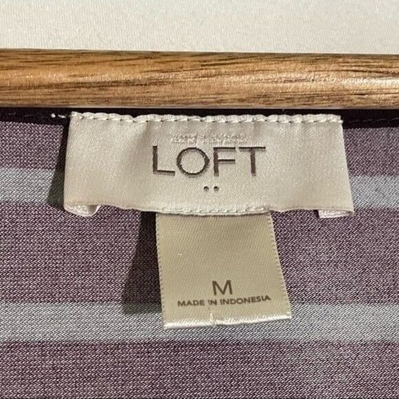 Loft Sheath Dress Purple and Gray Stripes Cowl Neck Medium - Picture 11 of 11